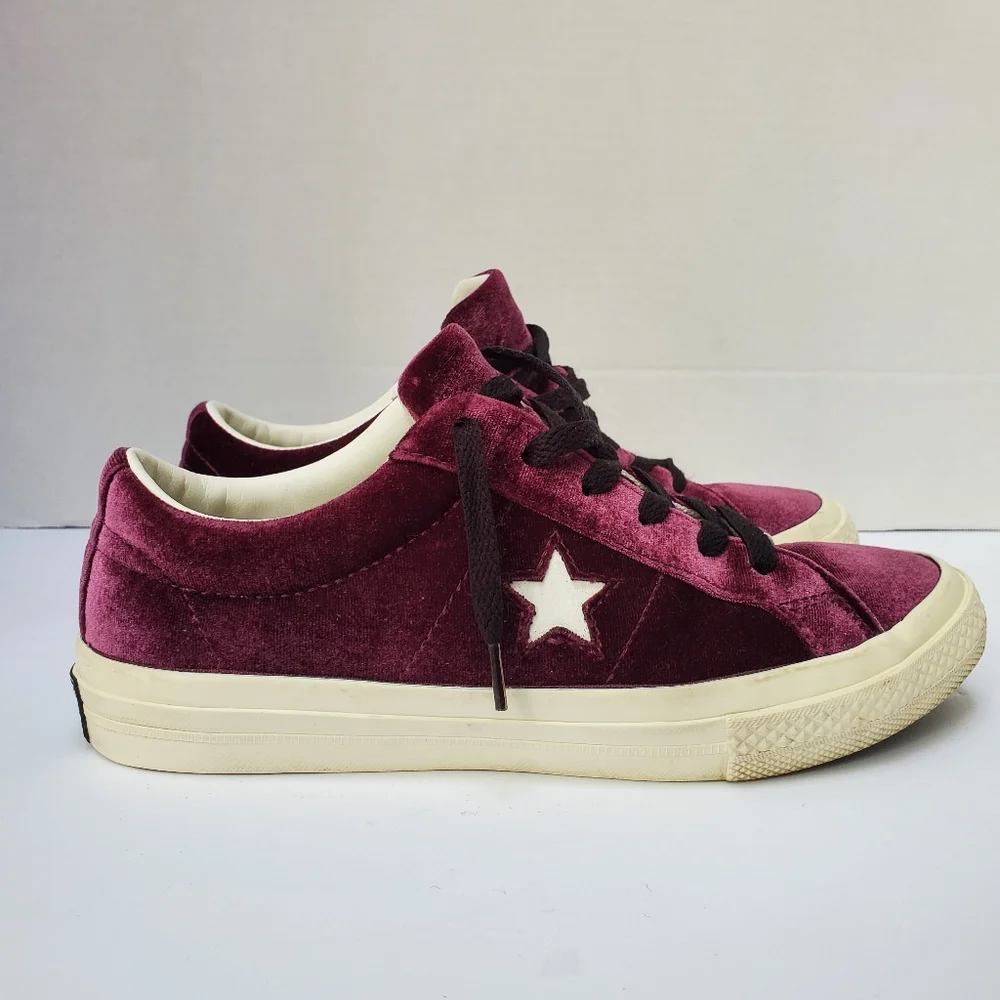CONVERSE One Star "Ox" Maroon Velvet Low Top Sneaker 5.5/JUNIORS or 7.5/WOMENS - Picture 11 of 11